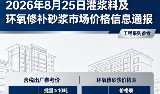 恭城2026年8月25日灌浆料及环氧修补砂浆市场价格信息通报
